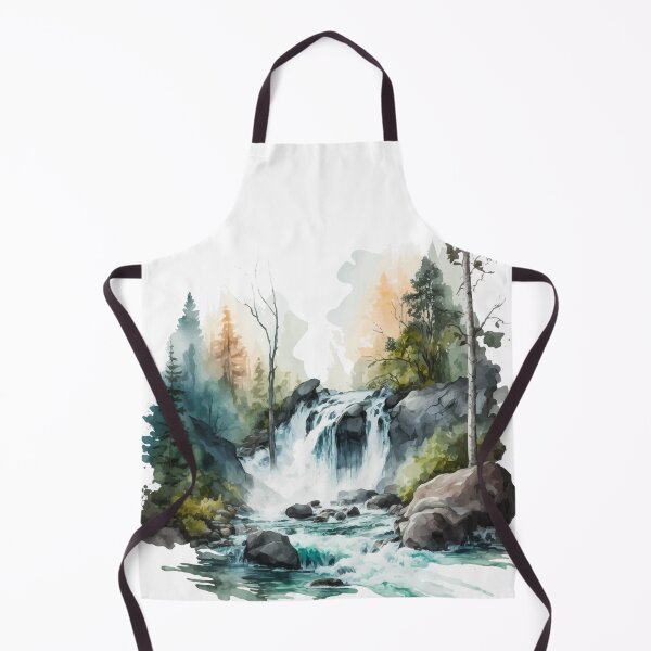 Item preview, Grunge Waterfall Landscape Watercolor Scene designed and sold by StephanieWard.