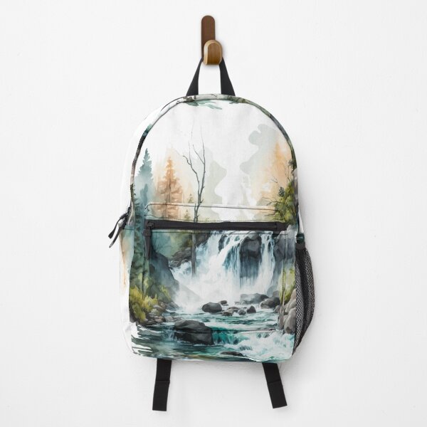 Item preview, Grunge Waterfall Landscape Watercolor Scene designed and sold by StephanieWard.