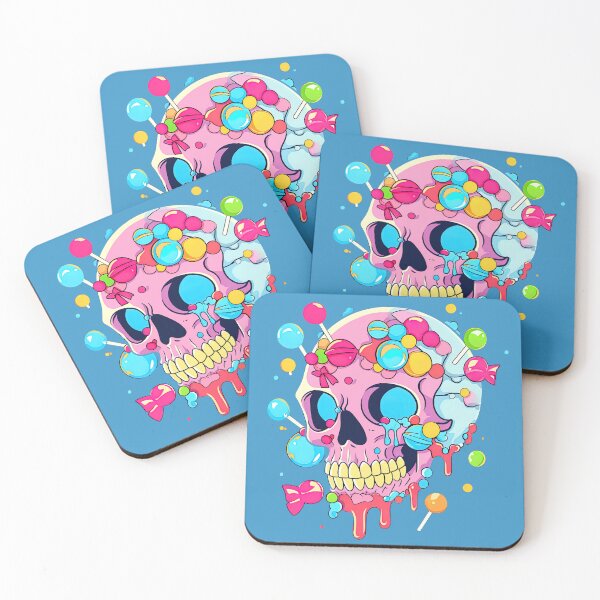 Item preview, Colorful Bubblegum Skull Lollipop Pink and Blue Sweets Juicy Spooky Halloween designed and sold by BubbleBone.