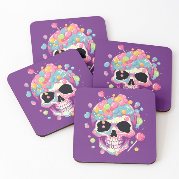 Item preview, Colorful Bubblegum Skull Lollipop Pink and Blue Sweets Juicy Spooky Halloween designed and sold by BubbleBone.