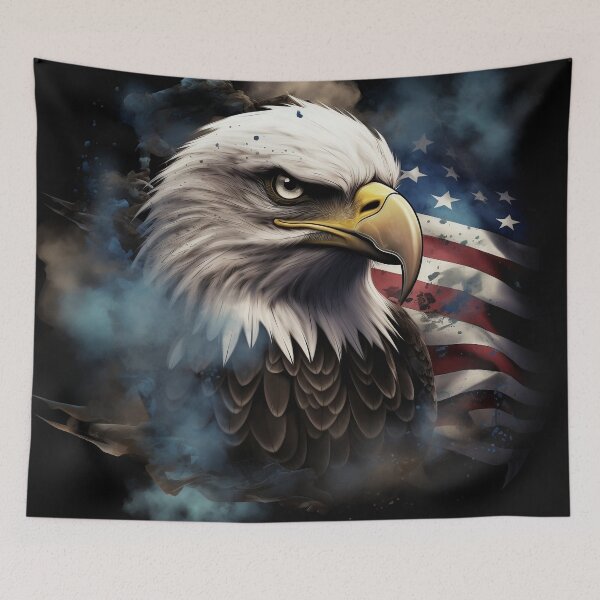 Item preview, Patriotic American flag print Bald Eagle print designed and sold by dcrc.