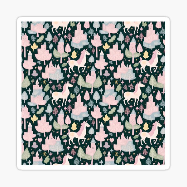 Item preview, Pink unicorn fairytale pattern designed and sold by 29Bumblebee.