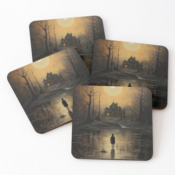 Item preview, Vintage Surreal Macabre Art Night Lake designed and sold by WartonnoArt.