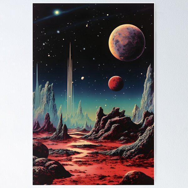 Item preview, Extraterrestrial Landscape of Uncharted Planet Surface, Planets and Shining Stars designed and sold by Jew-e.