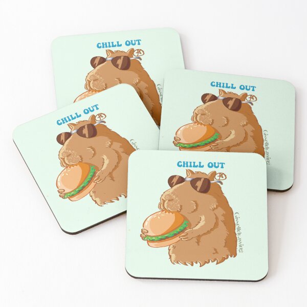Item preview, Chill out. cool capybara eating a hamburger designed and sold by gisselldrawn.