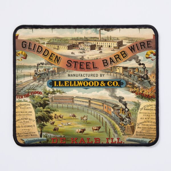 Item preview, STK501648A-Vintage ad for Glidden steel barb wire designed and sold by StocktrekImages.