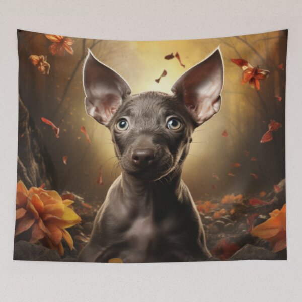 Item preview, Xoloitzcuintli Puppy in Autumn designed and sold by ZenEverAI.