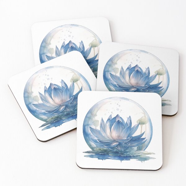 Item preview, Dark blue Lotus Flower of the Sixth Chakra - Watercolor Painting in Transparent Glass Ball designed and sold by TetianaArt.