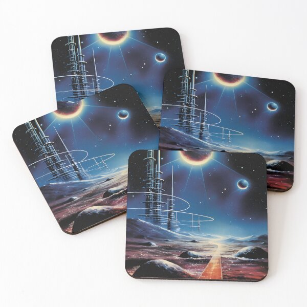 Item preview, Space Landscape of Cosmic Highway and Futuristic City, Planets and Shining Stars designed and sold by Je-we.