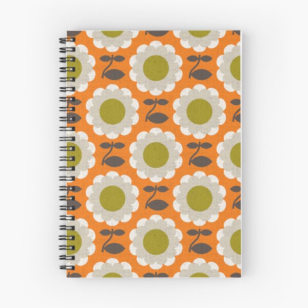 Item preview, KF 0148 D - Vintage Retro 70s Daisy Floral Pattern in Orange and Green designed and sold by KhakiFinch.