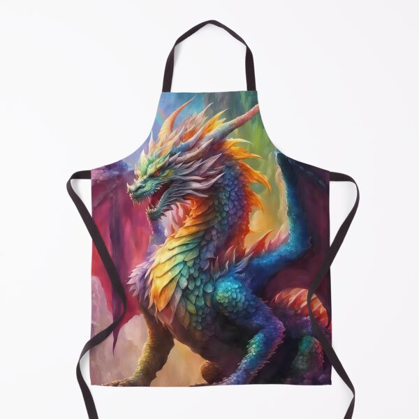 Item preview, Retro Rainbow Dragon - Vintage Style Fantasy Art Print designed and sold by Alcyonian.