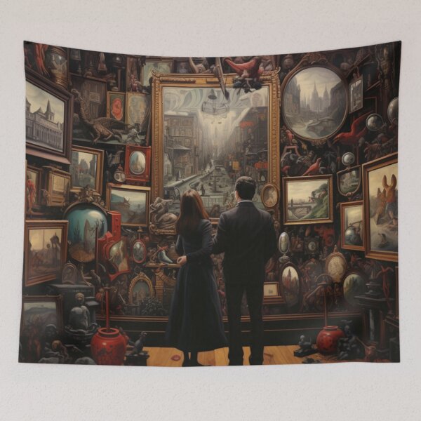 Item preview, Victorian Man And Woman In A Museum And Gallery Victorian Inspired Art  designed and sold by CDC40.