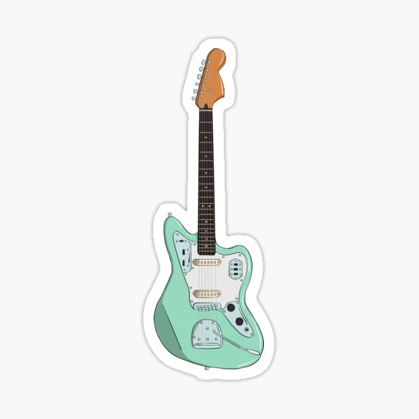 Aqua Jaguar Shape Guitar Sticker