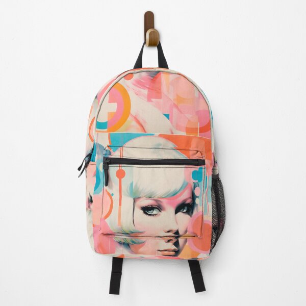 Item preview, Psychedelic pop girl in soft pastel color vintage illustration designed and sold by GoldenTimesCafe.