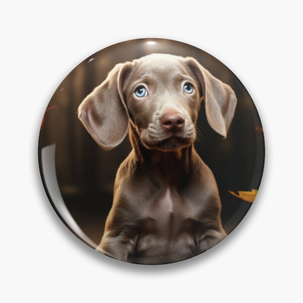 Item preview, Weimaraner Puppy in Autumn designed and sold by ZenEverAI.