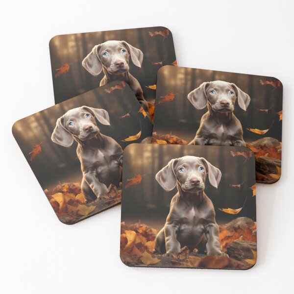 Item preview, Weimaraner Puppy in Autumn designed and sold by ZenEverAI.