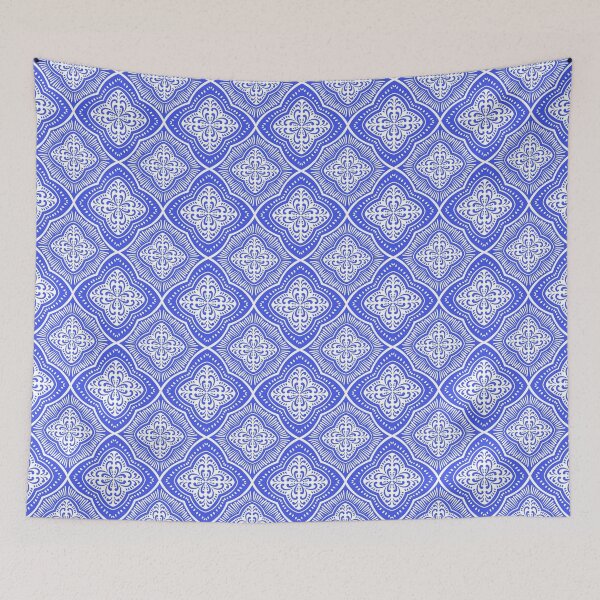 Item preview, Blue and white pattern decorative print  designed and sold by lex-sky.