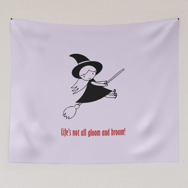Item preview, Cute Girl Dressed as Halloween Witch on a Broom: Life's not all gloom and broom! designed and sold by SomeGuyLou.
