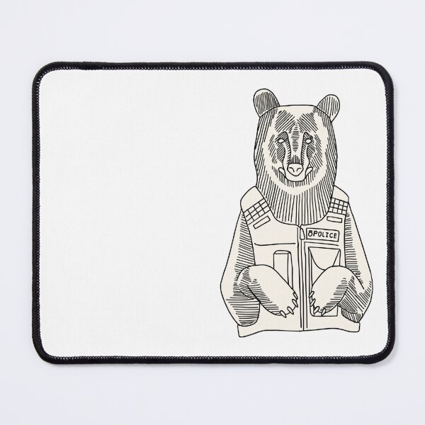 Item preview, police bear, woodcut style designed and sold by liminal-crypted.