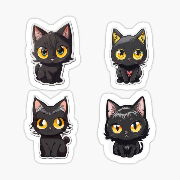 Kawaii Black Cat Stickers