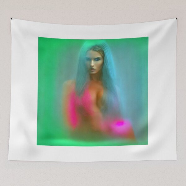 Item preview, Beautiful long hair woman on a green background designed and sold by AlfredSSikula.