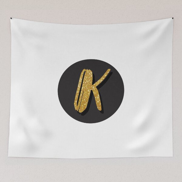 Item preview, Monogram K Gold Glitter in A Black Dot designed and sold by simplymonogram.