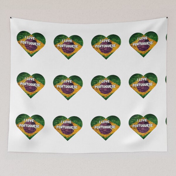 Item preview, I love Portuguese, heart with Brazilian flag designed and sold by language-des.