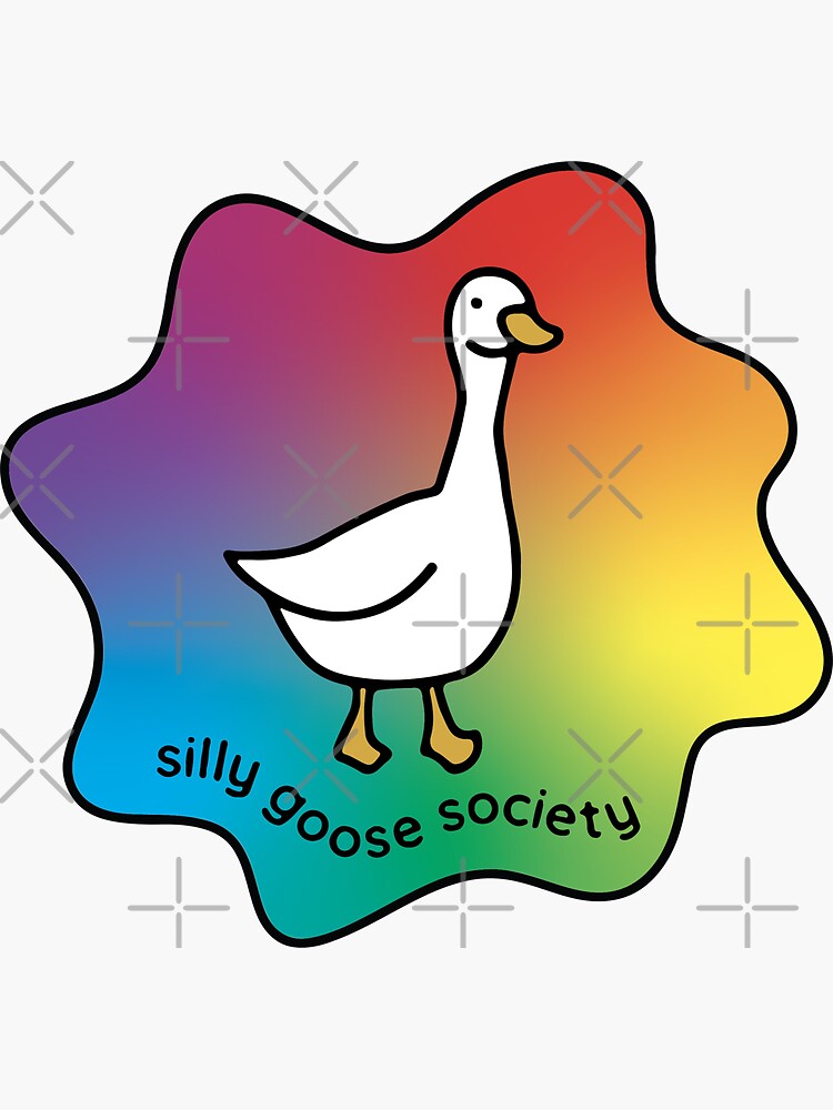 Aperçu 3 sur 3. Sticker avec l'œuvre Silly Goose Society - arc-en-ciel créée et vendue par maura41.