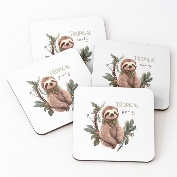 Item preview, Cute illustration of a sloth in tropical leaves. Tropical party. Hand drawn vector illustration for stickers, postcards, prints on clothes, stamps designed and sold by Anastasiia Yurevych.