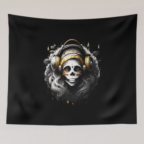 Item preview, WITCH SKULL IN HEADPHONES 1 HALLOWEEN designed and sold by justyna-s28.