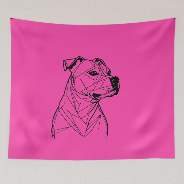 Item preview, Back Line Staffy Rose Pink BG designed and sold by DiscoGypsyFish.