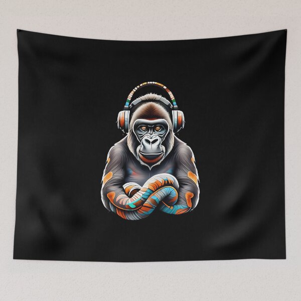 Item preview, GORILLA IN HEADPHONES SNAKEHANDS 1  designed and sold by justyna-s28.