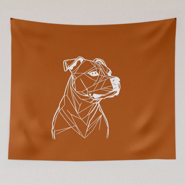 Item preview, White Line Staffy Rust Orange BG designed and sold by DiscoGypsyFish.