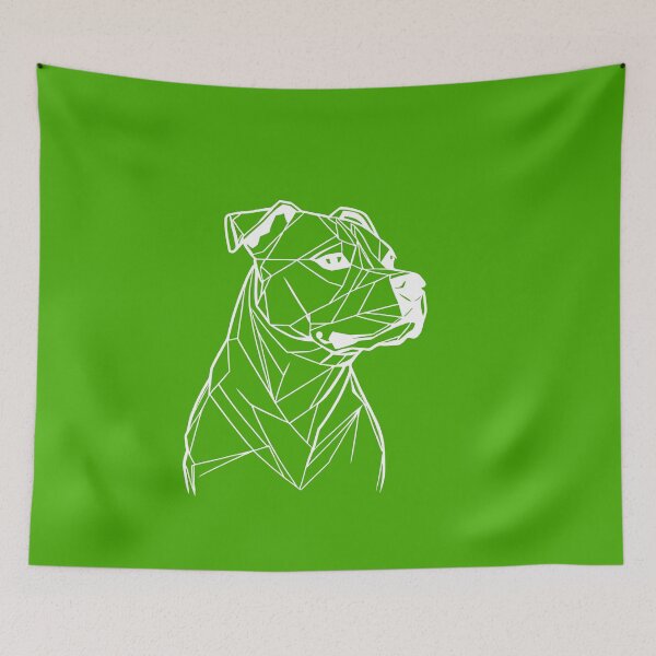Item preview, White Line Staffy Kelly Green BG designed and sold by DiscoGypsyFish.