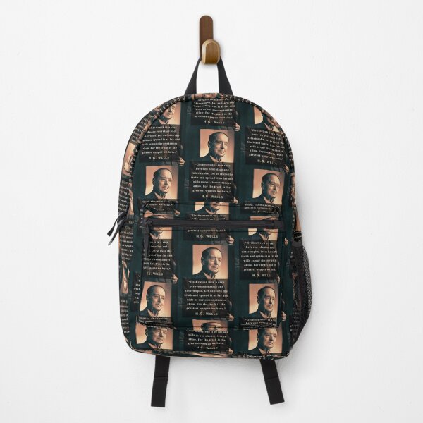 Item preview, H. G. Wells portrait and quote: “Civilization is in a race between education and catastrophe. Let us learn the truth and spread it as far...” designed and sold by artbleed.