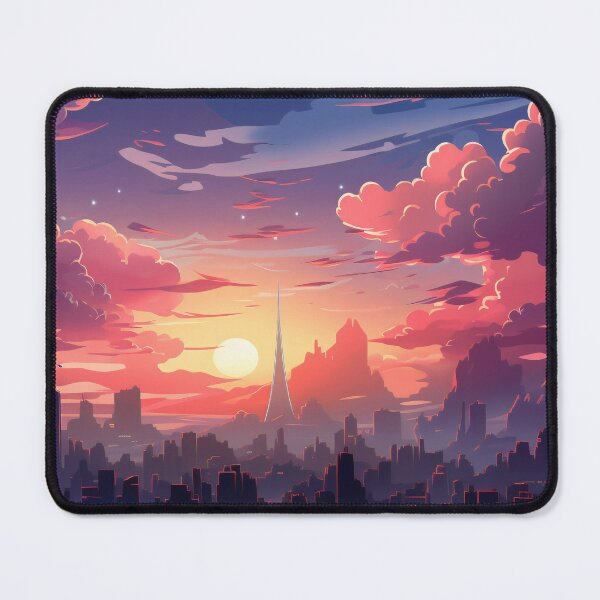 Item preview, Skyline Odyssey: A Digital Painting of a City and Cloud Background for Mobile Gaming designed and sold by oanaunciuleanu.