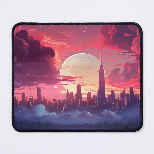 Item preview, Skyline Odyssey: A Digital Painting of a City and Cloud Background for Mobile Gaming designed and sold by oanaunciuleanu.