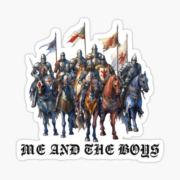 Vista previa del artículo con la obra «Yo y los muchachos Caballeros medievales Jinetes», diseñado y vendido por AgeOfHeroes.