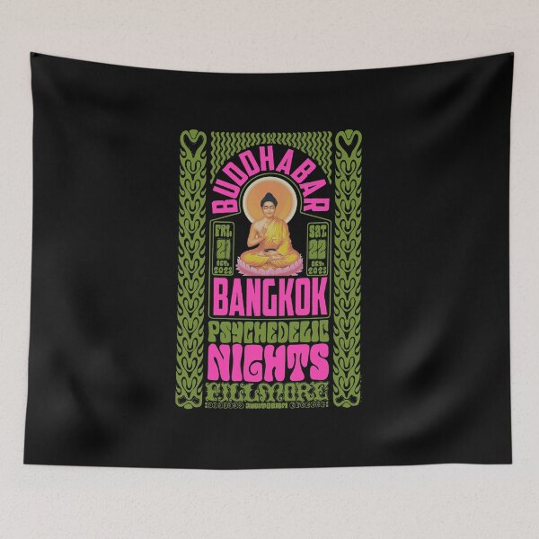Item preview, Psychedelic Nights at Bangkok Buddha Bar - Vintage Poster Design designed and sold by Boogosh.