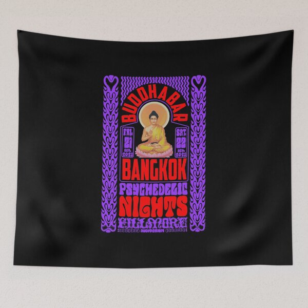 Item preview, Psychedelic Nights at Bangkok Buddha Bar - Vintage Poster Design designed and sold by Boogosh.