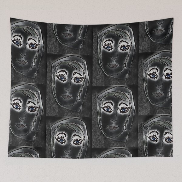 Item preview, Nobody Black White Blue Face Art Sketch designed and sold by DianeBP.