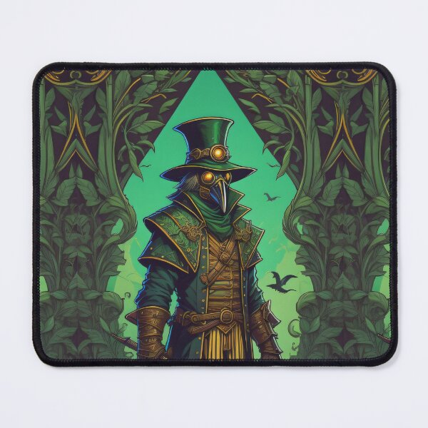 Item preview, Vintage Plague Doctor SCP-049 Halloween Illustration Steampunk Print Pattern Goth designed and sold by CoffeeIsATrip.