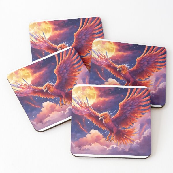 Item preview, Mythical Phoenix Flying Against Clouds and Moon designed and sold by moonphiredesign.