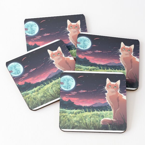 Item preview, Orange Tabby Cat Sitting in Grassy Field and Night designed and sold by moonphiredesign.
