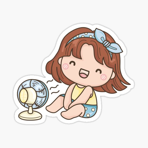 Cute Girl in Hot Summer Sticker