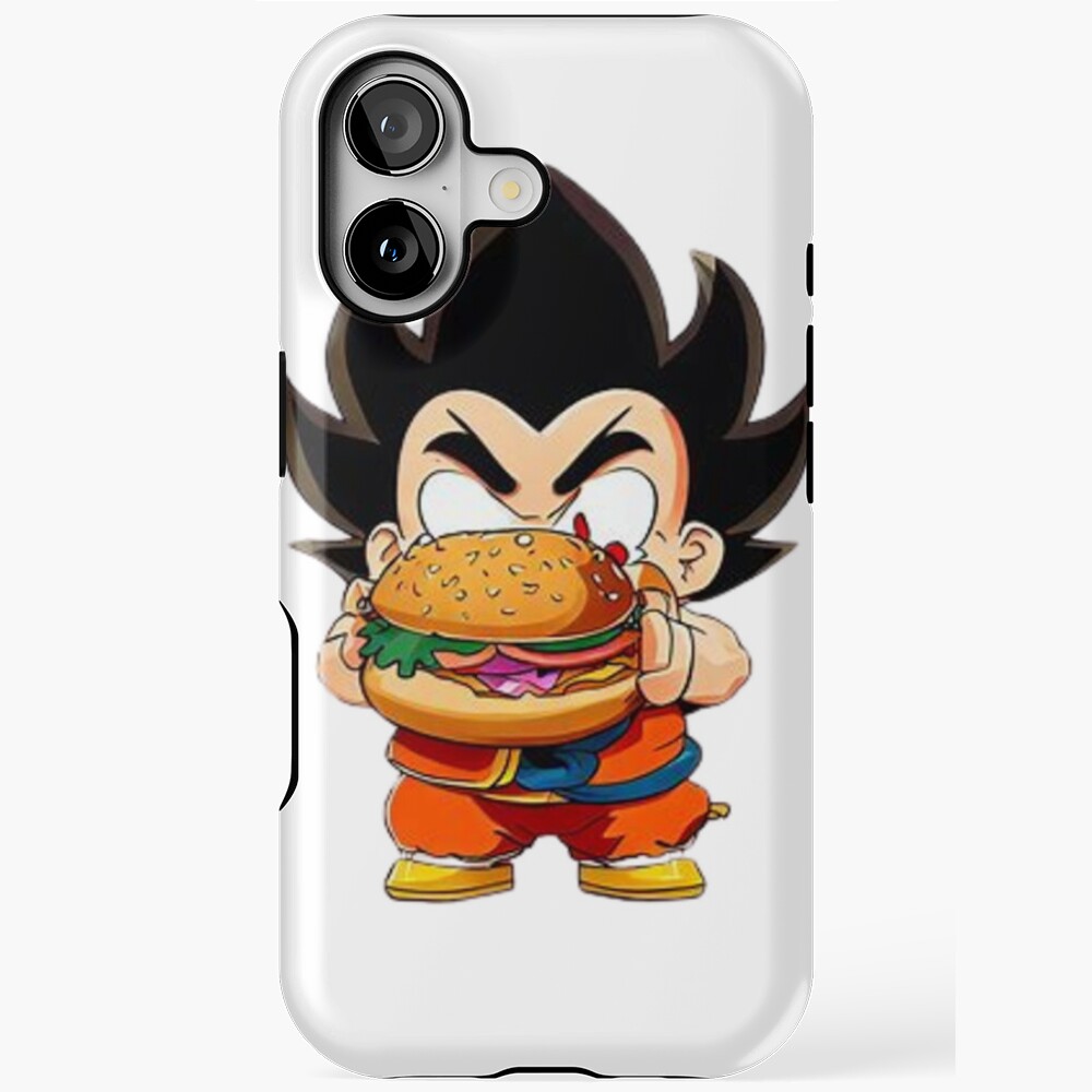 Goku eating a giant hamburger