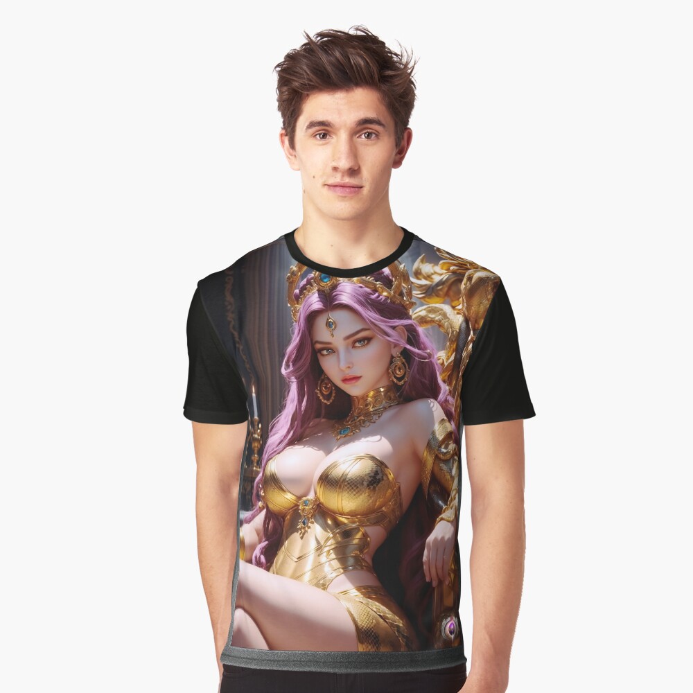 Methalaen Queen Of The Medusan Realm Fantasy AI Concept Art Portrait by Xzendor7 Graphic T-shirt