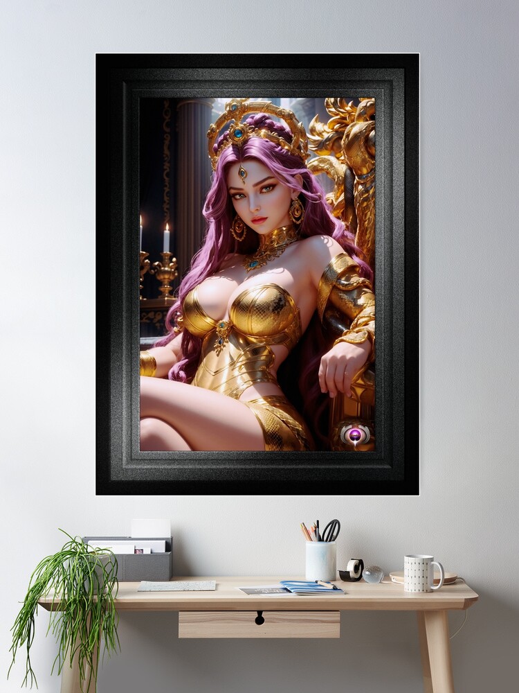 Methalaen Queen Of The Medusan Realm Fantasy AI Concept Art Portrait by Xzendor7 Wall Decor Poster