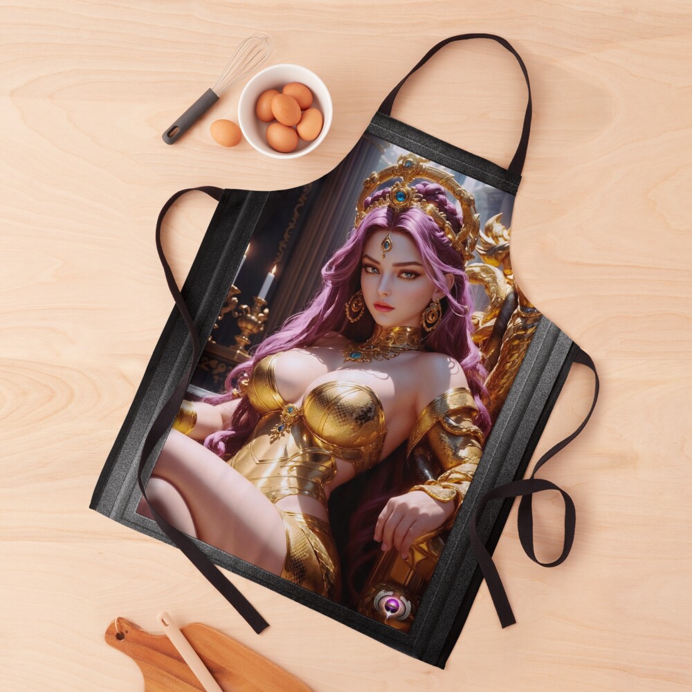 Methalaen Queen Of The Medusan Realm Fantasy AI Concept Art Portrait by Xzendor7 Decorative Apron