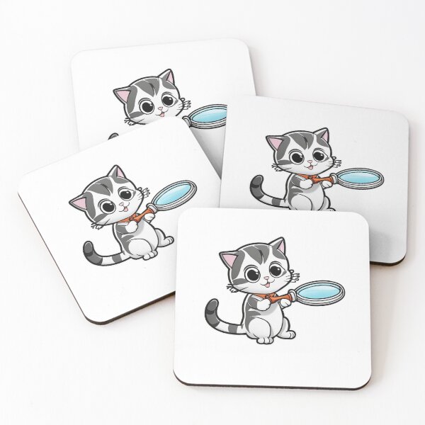 Item preview, Pequeños placeres en pequeños detalles: ¡bonita pegatina de lupa con forma de gato! designed and sold by trendmrend.